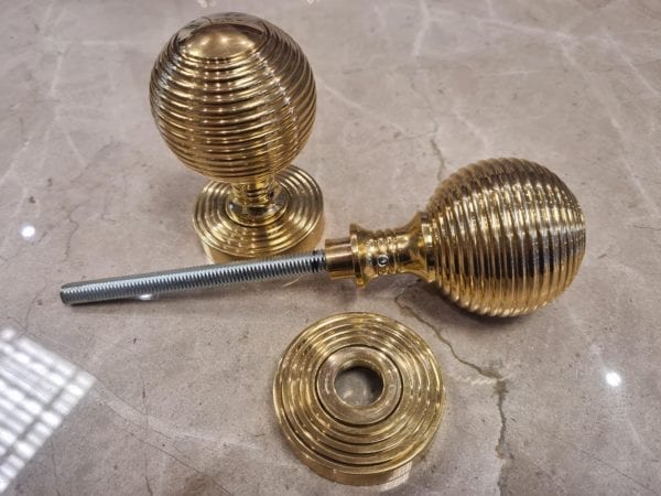 queen reeded mortice knob (57mm) - Touch Ironmongery Chelsea - Architectural Ironmongery London