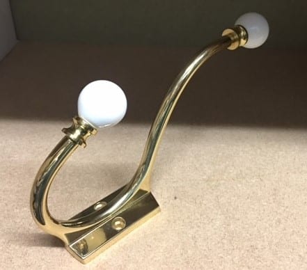HAT & COAT HOOK WITH PORCELAIN BALL ENDS - TOUCH