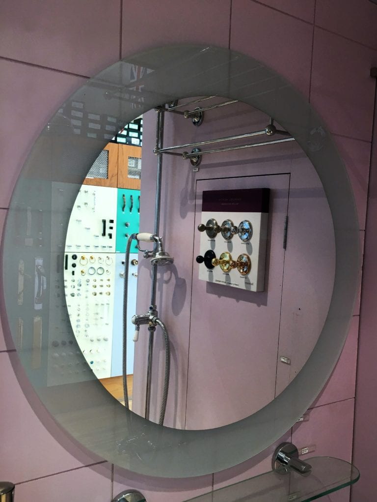 Circular Mirror with Frosted Glass - Touch Ironmongery Chelsea - Architectural Ironmongery London