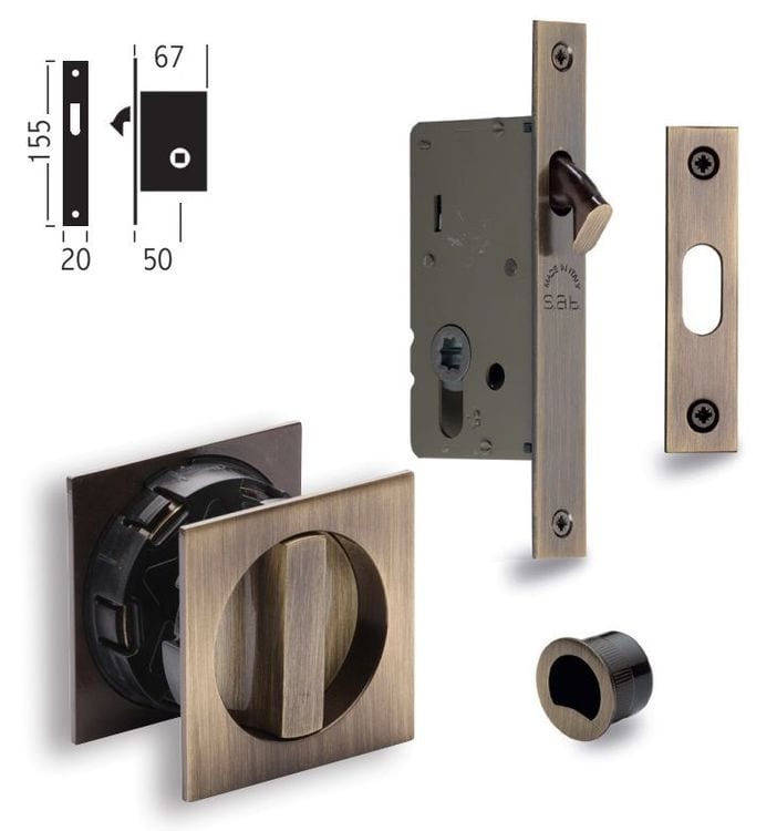 square privacy sliding lock set- Touch Ironmongery Chelsea - Architectural Ironmongery London