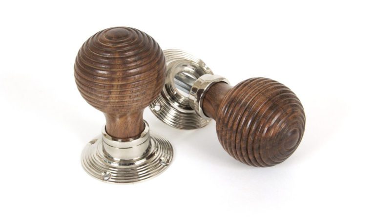 Rosewood and PN Beehive Mortice/Rim Knob Set from A Touch of Brass, Fulham
