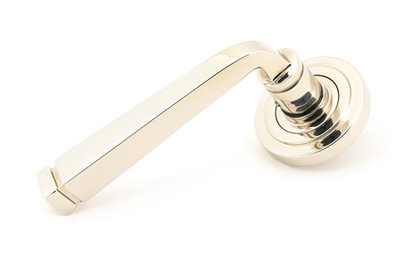 Polished Nickel Avon Round Lever on Rose Set (Art Deco)
