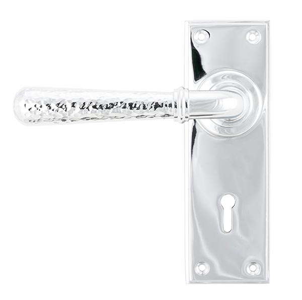 Polished Chrome Hammered Newbury Lever Lock Set
