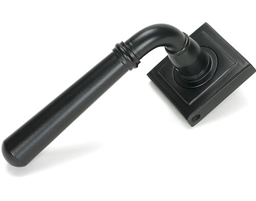Matt Black Newbury Lever on Rose Set (Square)