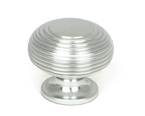 Satin Chrome Beehive Cabinet Knob 40mm