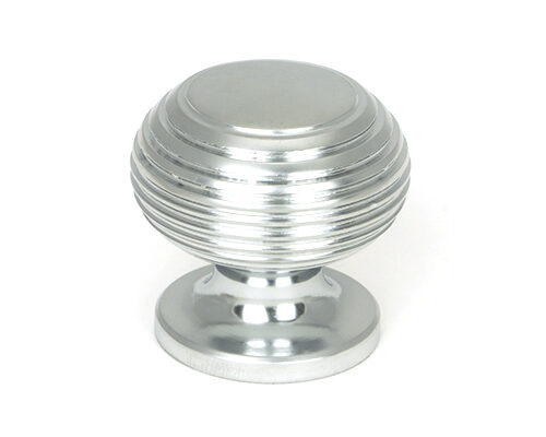 Satin Chrome Beehive Cabinet Knob 30mm