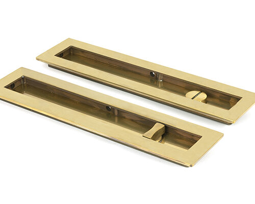 Aged Brass 250mm Plain Rectangular Pull - Privacy Set