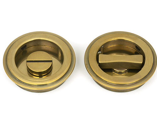 Aged Brass 60mm Art Deco Round Pull - Privacy Set