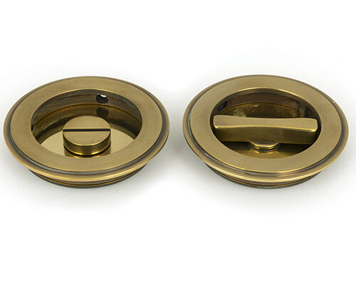 Aged Brass 75mm Art Deco Round Pull - Privacy Set