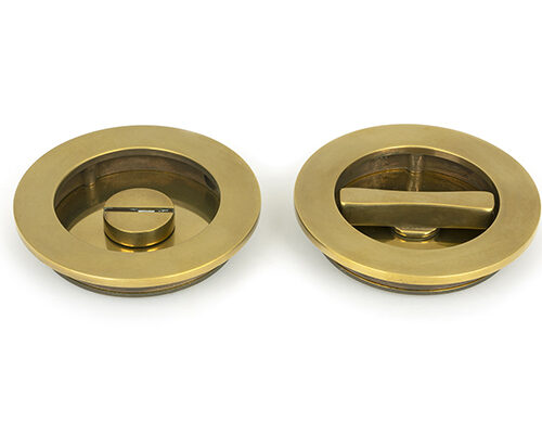 Aged Brass 75mm Plain Round Pull - Privacy Set