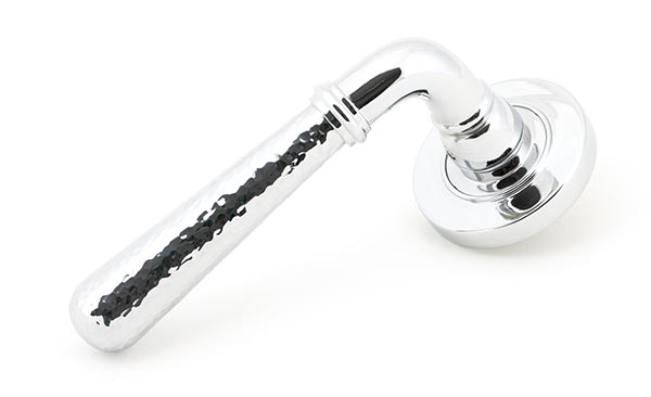 Polished Chrome Hammered Newbury Lever on Rose Set (Plain) - Unsprung