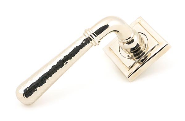 Polished Nickel Hammered Newbury Lever on Rose Set (Square) - Unsprung