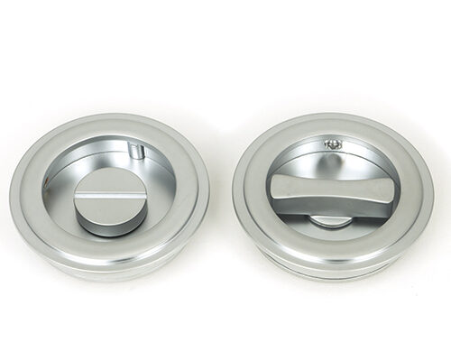 Satin Chrome 60mm Art Deco Round Pull - Privacy Set