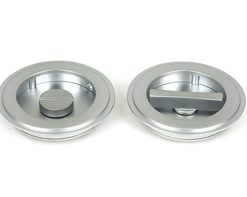 Satin Chrome 75mm Art Deco Round Pull - Privacy Set