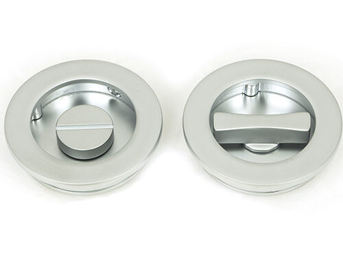 Satin Chrome 60mm Plain Round Pull - Privacy Set