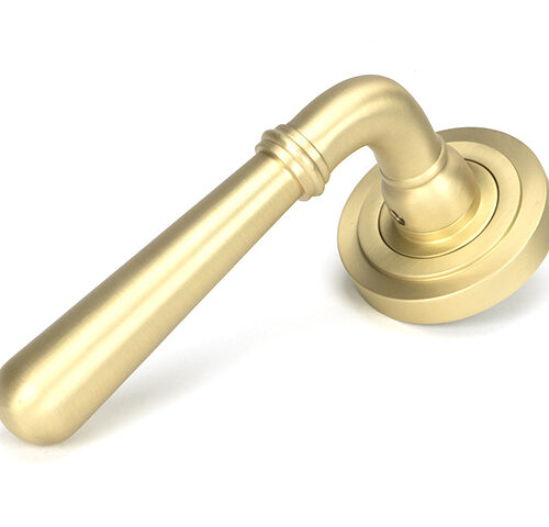 Satin Brass Newbury Lever on Rose Set (Art Deco) - Unsprung