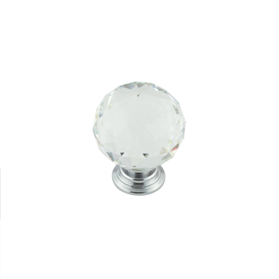 CLEAR GLASS FACETED CUPBOARD KNOB